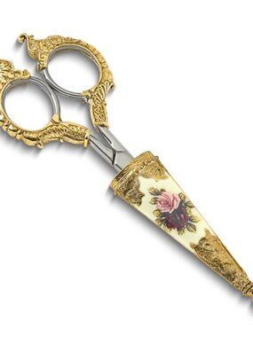 1928 Small Gold-tone Floral Manor House Scissors Stainless Steel Blades